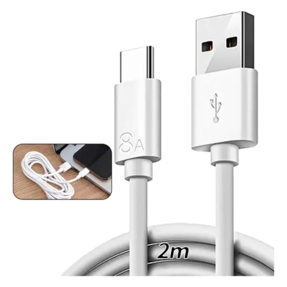Kit 5 Cabos Usb Tipo C 2m Carregador e Dados para Androides Carga Rápida - Imagem 3