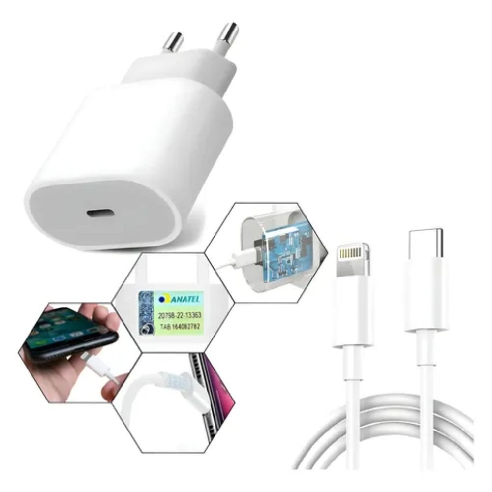 Kit 10 Carregadores 20W com Cabo Usb C Compatível com Samsung Xiaomi Motorola - Imagem 2