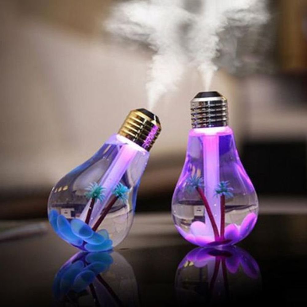Umidificador Ar Aromatizador Luminária Led 7 Cores USB 400ml Formato Lâmpada - Imagem 3