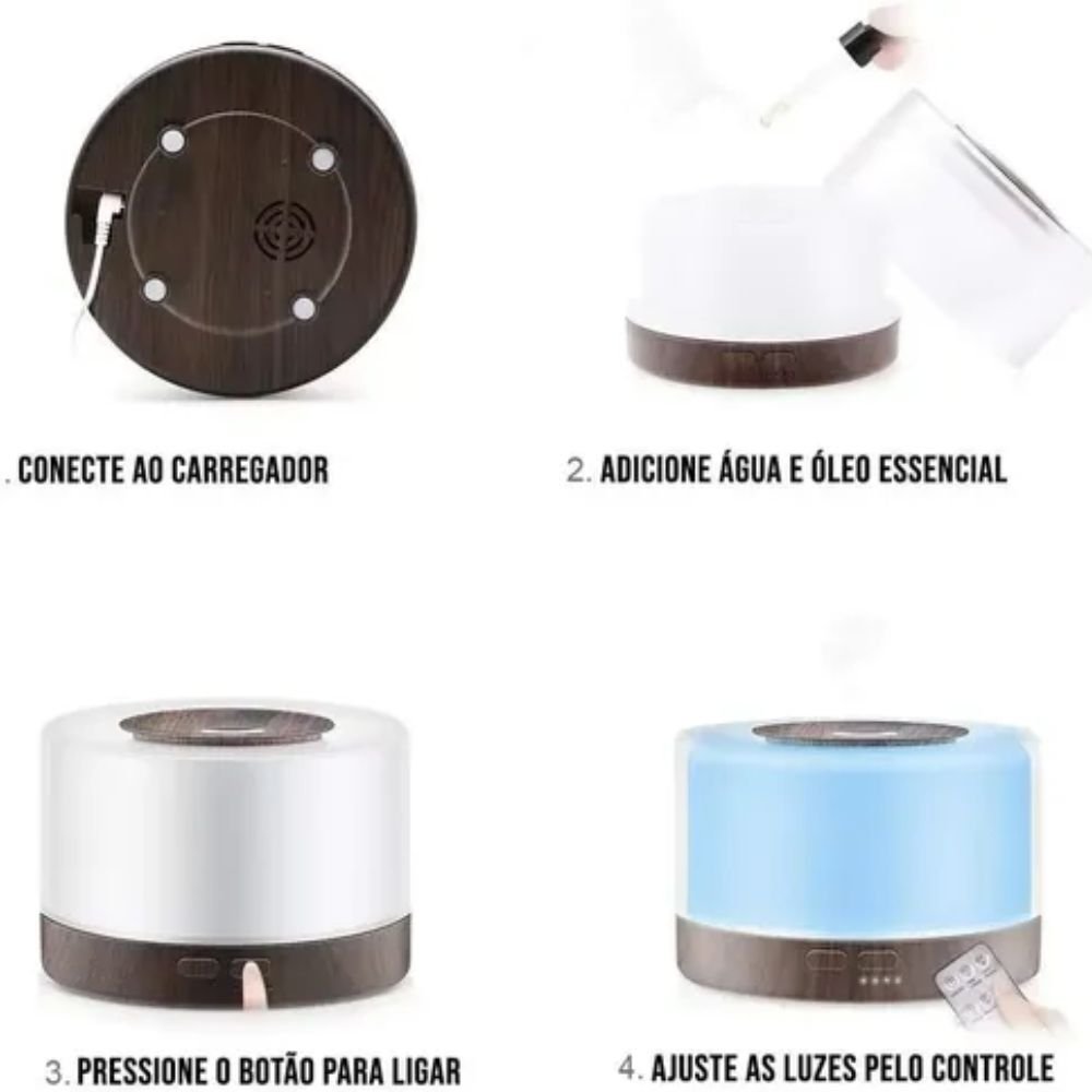 Umidificador de Ar Aromatizador 300ml Led Colorido com Controle Remoto Bivolt - Imagem 4