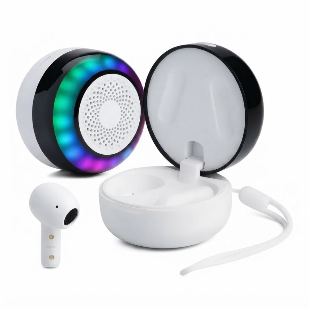 Fone Bluetooth Tws 2 em 1 com Case Caixa de Som Led Rgb Usb Tipo C sem Fio