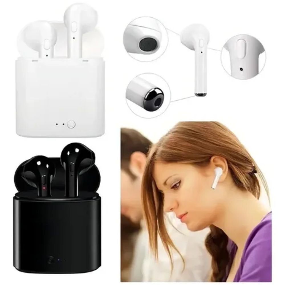 Fone Bluetooth i7s Tws Sem Fio Intra Auricular Carregador Android Ios Preto - Imagem 3