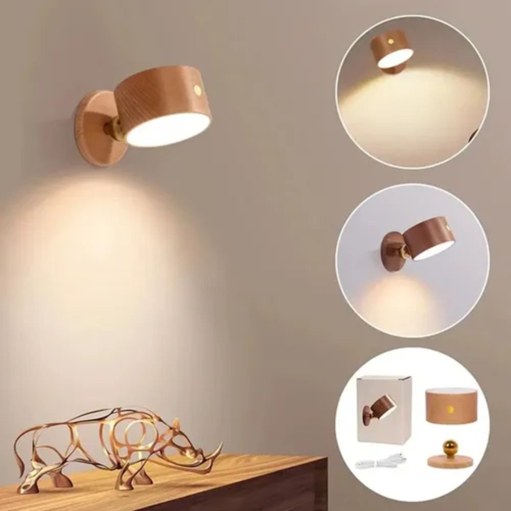 Arandela Led de Parede Magnética Giratória Sem Fio Recarregável Usb Leitura - Imagem 3