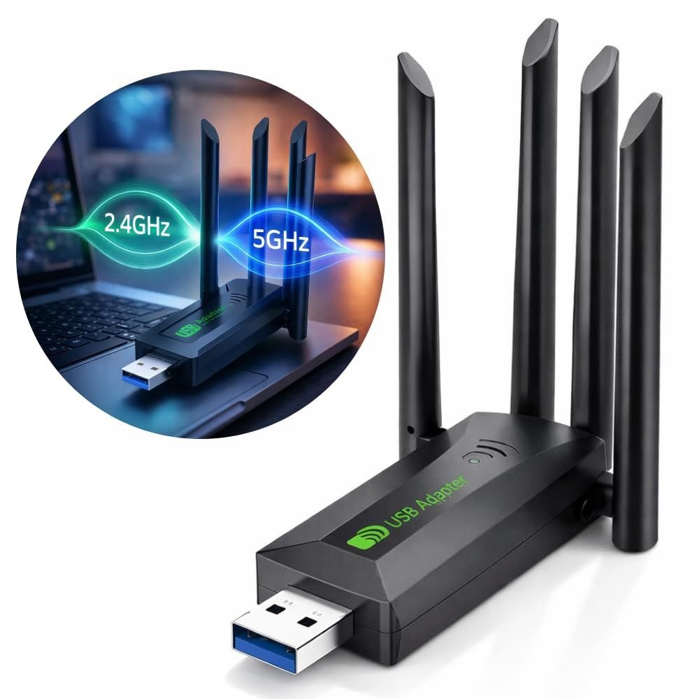 Adaptador Wifi Usb Ac1200 Dual Band 5Ghz 2.4Ghz 4 Antenas para Pc Notebook - Imagem 3