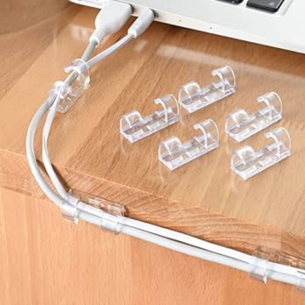 Kit 40 Clips Organizador Cabos Fios Adesivo Fixador Parede Mesa Escritório - Imagem 2