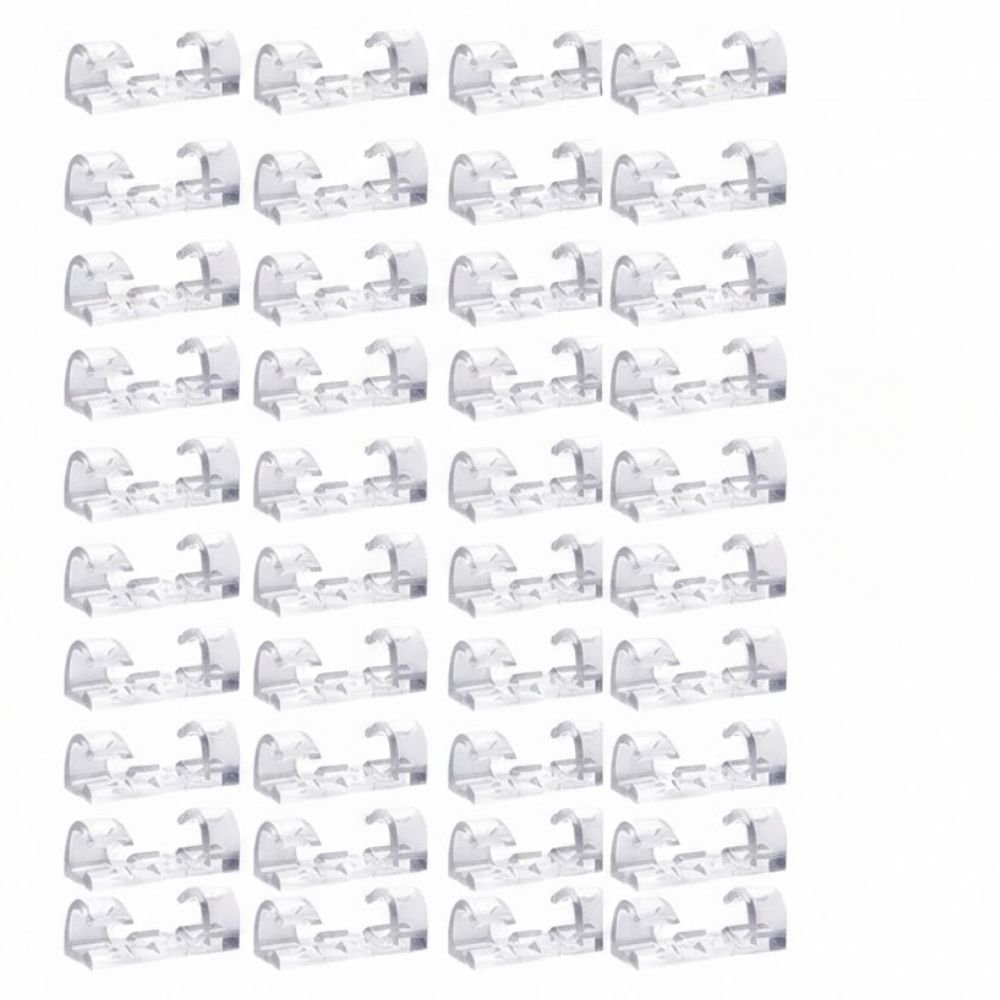 Kit 40 Clips Organizador Cabos Fios Adesivo Fixador Parede Mesa Escritório