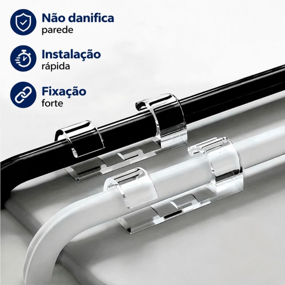 Kit 40 Clips Organizador Cabos Fios Adesivo Fixador Parede Mesa Escritório - Imagem 3