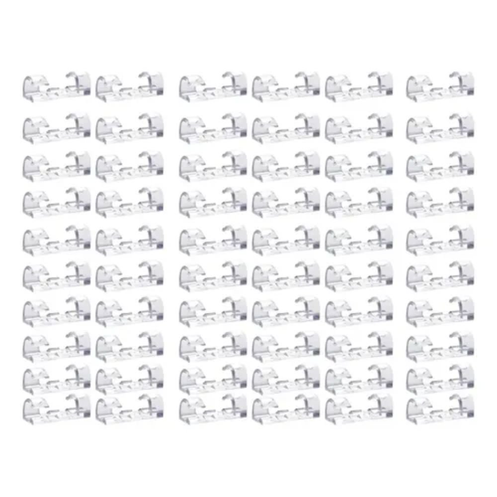 Kit 60 Clips Organizador Cabos Fios Adesivo Fixador Parede Mesa Escritório