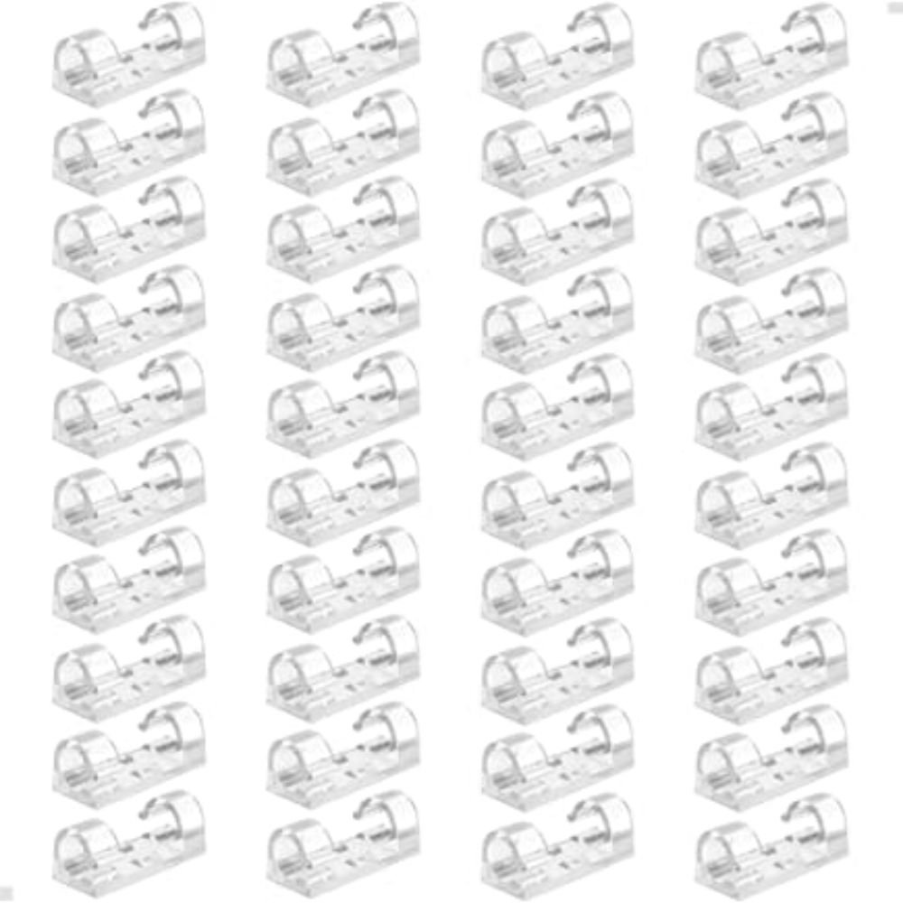 Kit 80 Clips Organizador Cabos Fios Adesivo Fixador Parede Mesa Escritório