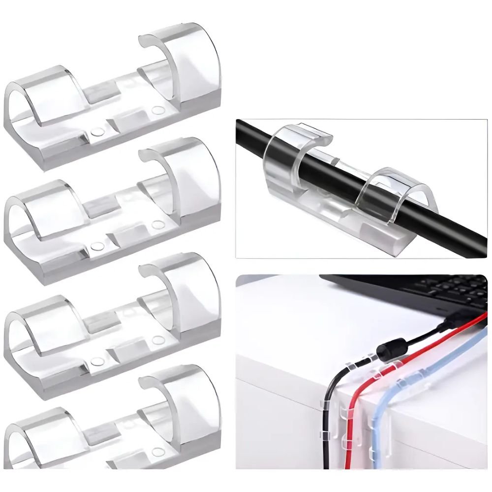 Kit 80 Clips Organizador Cabos Fios Adesivo Fixador Parede Mesa Escritório - Imagem 2