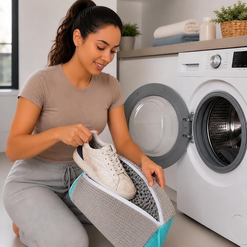 Bolsa para Lavar Tênis Na Máquina Saco Protetor Sapatos Calçados Microfibra - Imagem 3