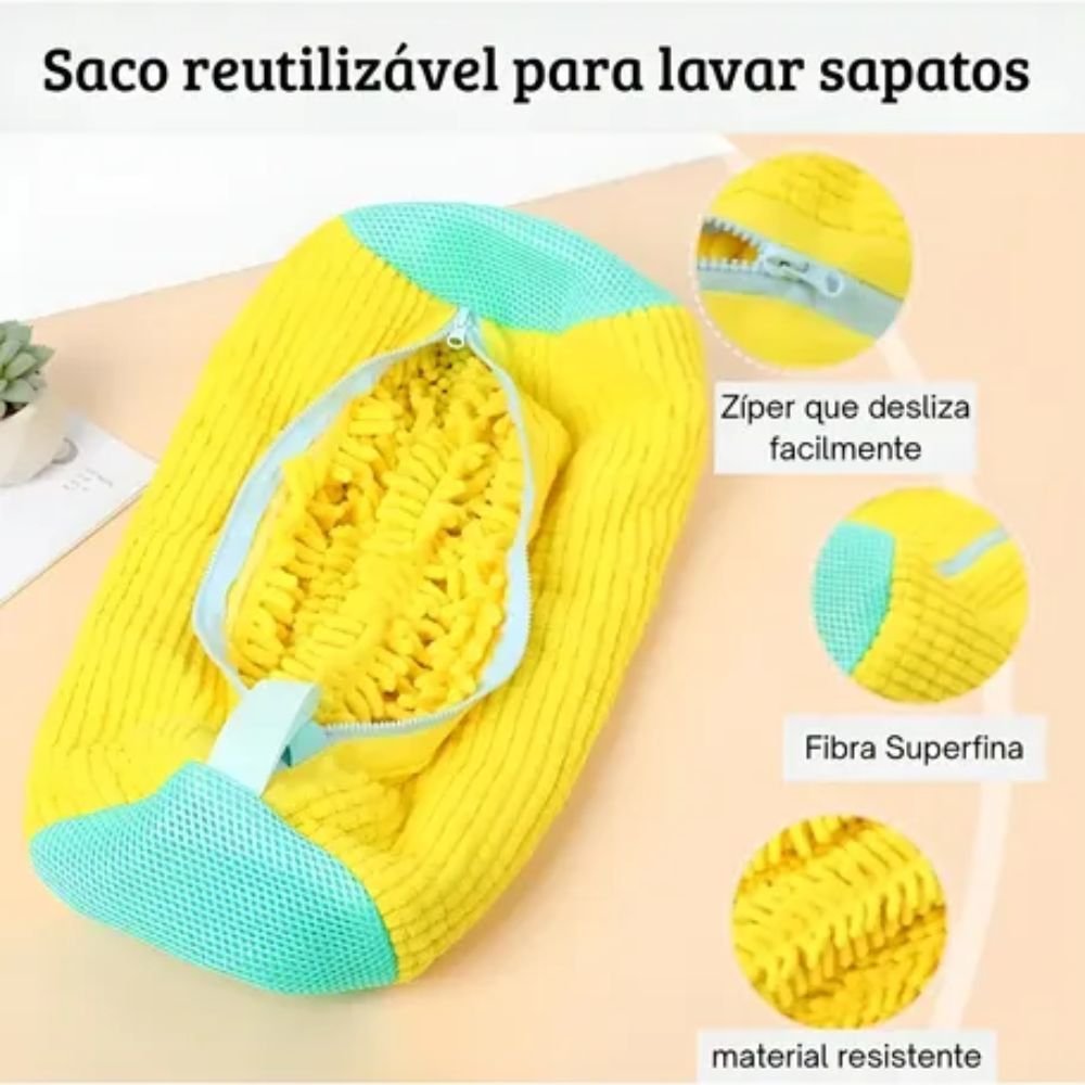Bolsa para Lavar Tênis Na Máquina Saco Protetor Sapatos Calçados Microfibra - Imagem 4