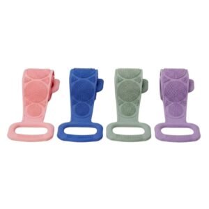 Kit 4 Esponjas Banho Silicone Massageadoras Esfoliantes Esticáveis com Alças