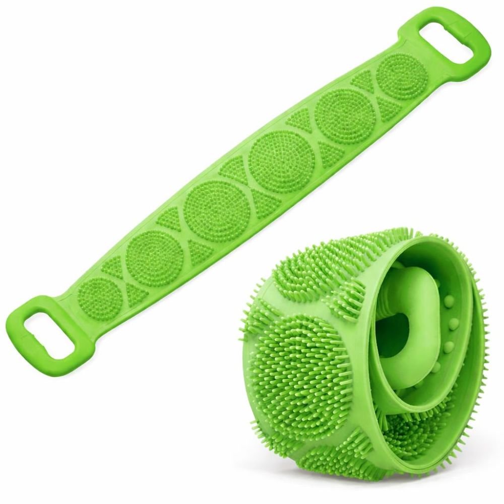 Kit 6 Esponjas Banho Silicone Massageadoras Esfoliantes Esticáveis com Alças - Imagem 3