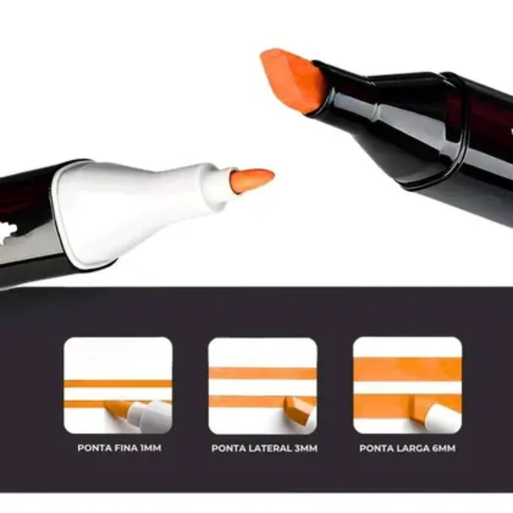 Kit Canetas Marcador Permanente Ponta Dupla 24 Cores Estojo Profissional - Imagem 3