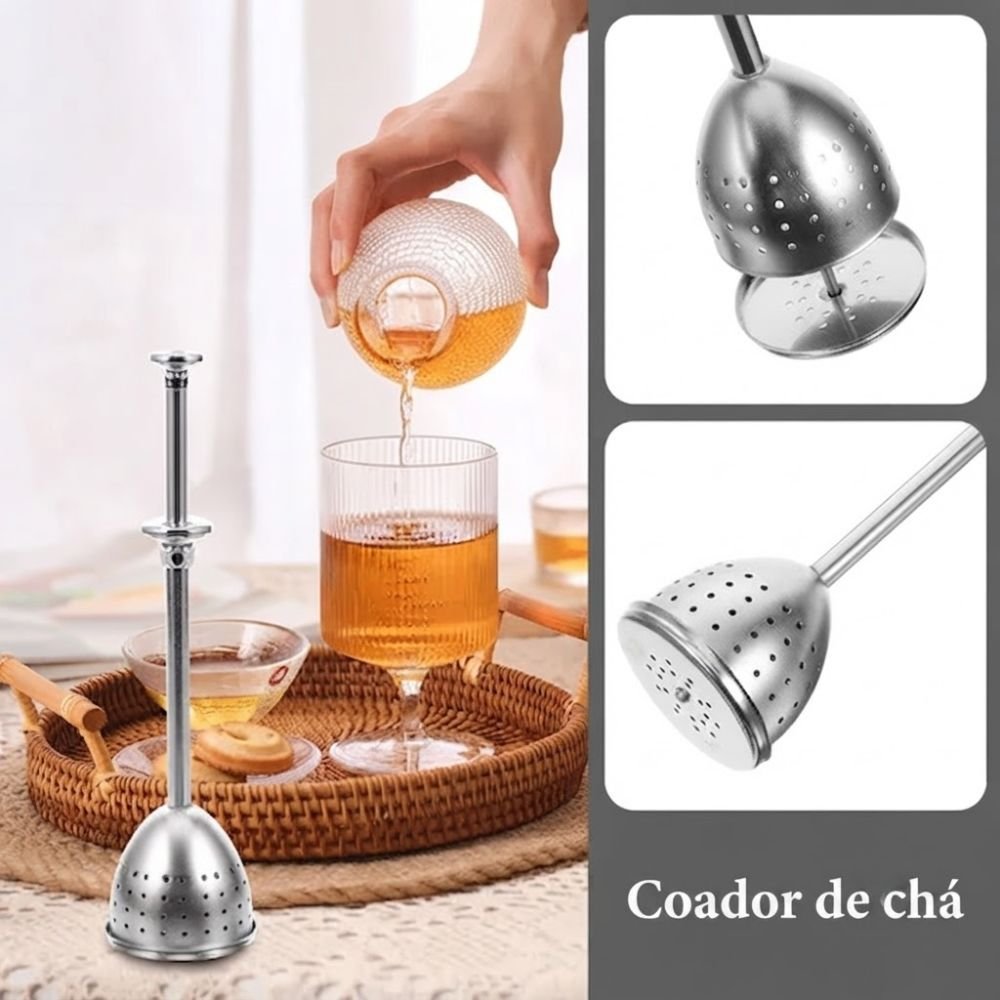 Coador de Chá Portátil Reutilizável Infusor Chá de Folhas Caneca e Xícara - Imagem 4