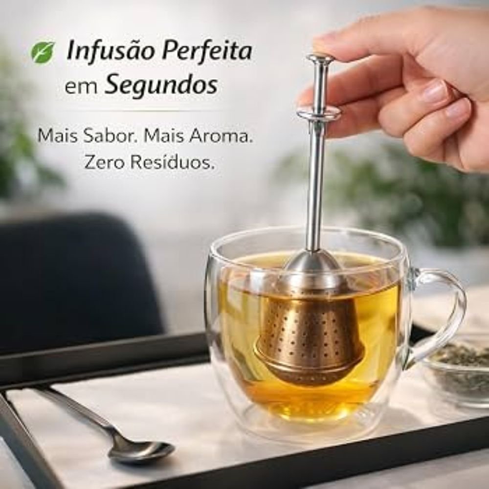 Kit 2 Coador de Chá Portátil Reutilizável Infusor Chá de Folhas Caneca e Xícara - Imagem 4