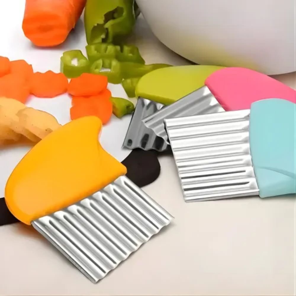Cortador de Batata Chips Ondulada Manual Fatiador de Legumes Multiuso Cozinha - Imagem 3