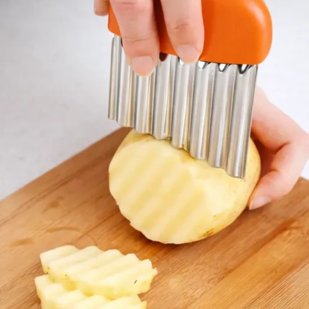 Cortador de Batata Chips Ondulada Manual Fatiador de Legumes Multiuso Cozinha - Imagem 4