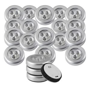 Kit 20 Lâmpada Adesiva 3 Leds Sem Fio Luz de Emergência para Armário Corredor