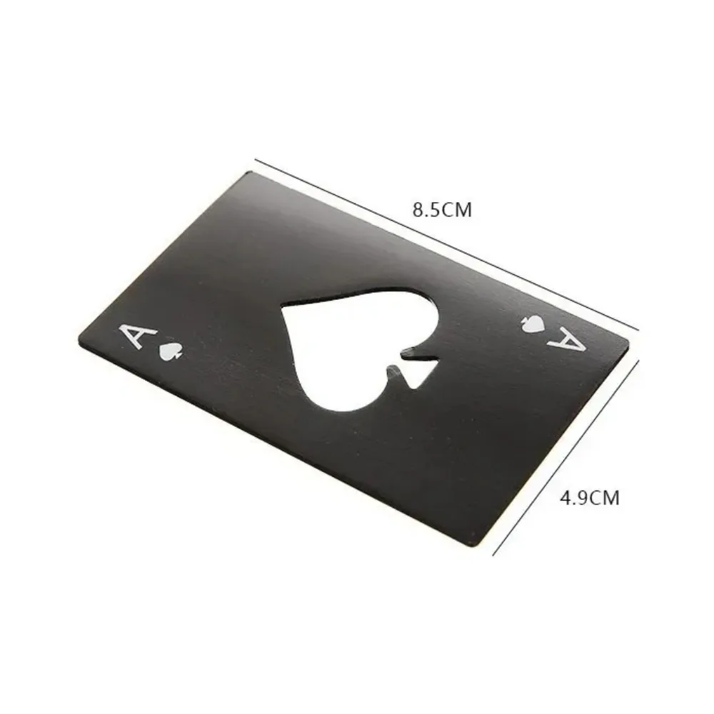 Abridor de Garrafa Formato Carta De Baralho As De Espadas Aco Inox Preto