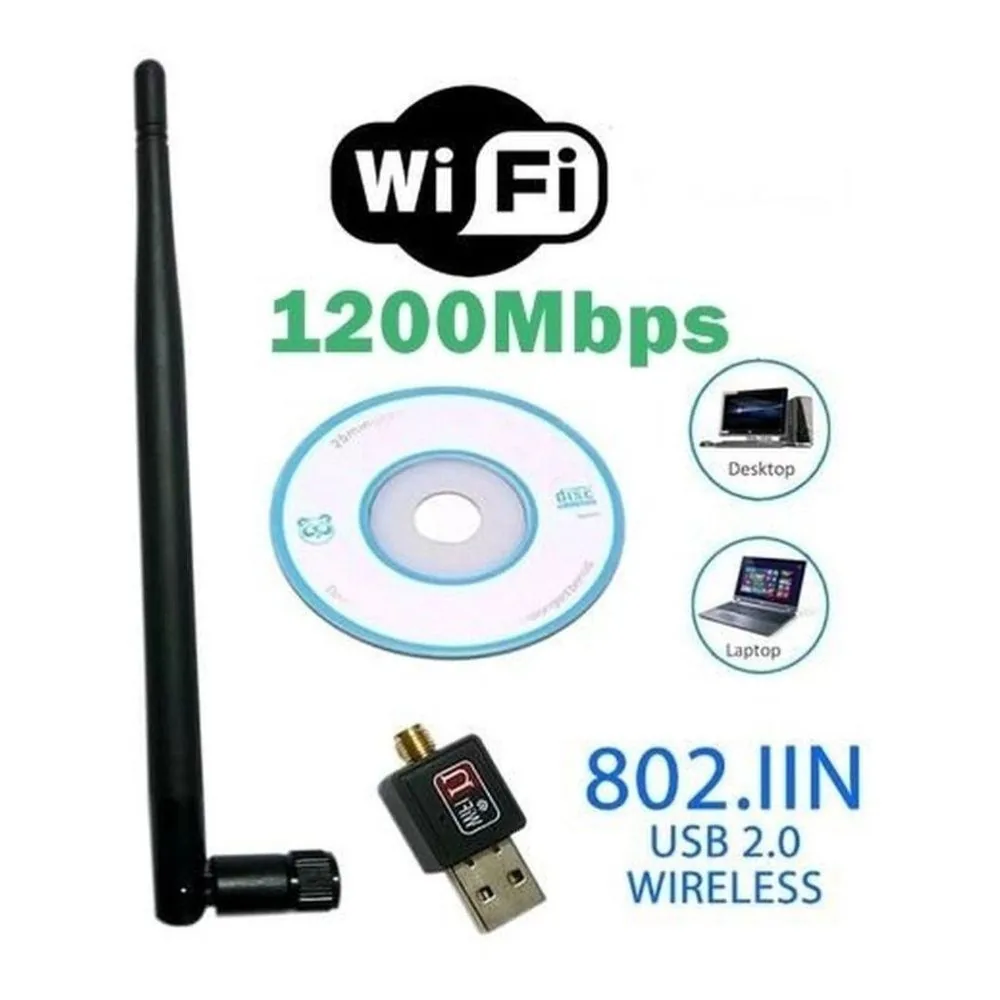 Antena Wifi Adaptador Wireless Usb 1200mbps até 150m 802 iin
