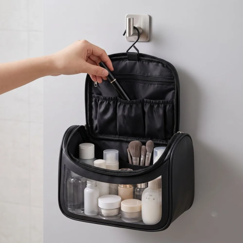 Bolsa Necessaire Transparente Washbag com Alça Impermeável para Viagem