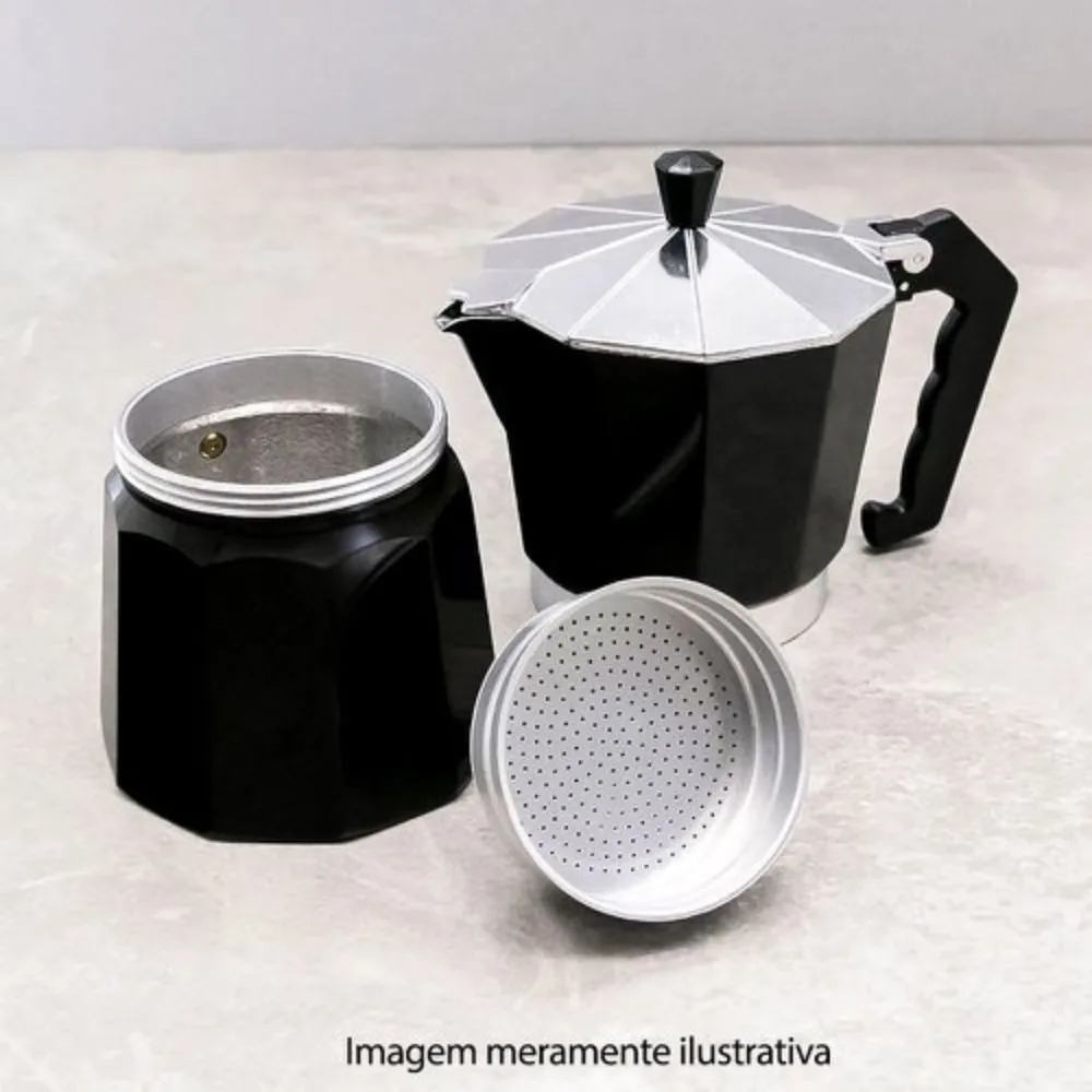Cafeteira Italiana Moka de Alumínio Preta 300ml Original