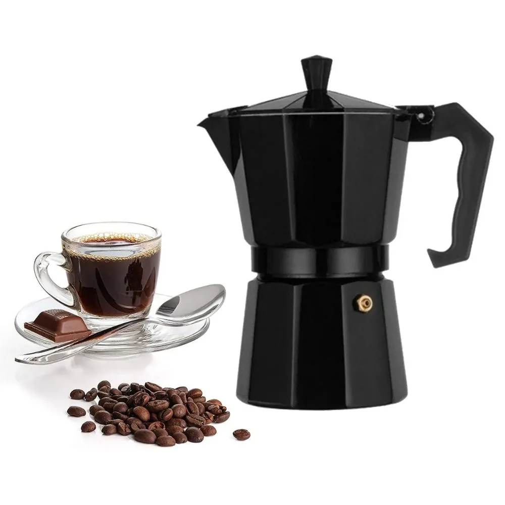 Cafeteira Italiana Moka de Alumínio Preta 300ml Original