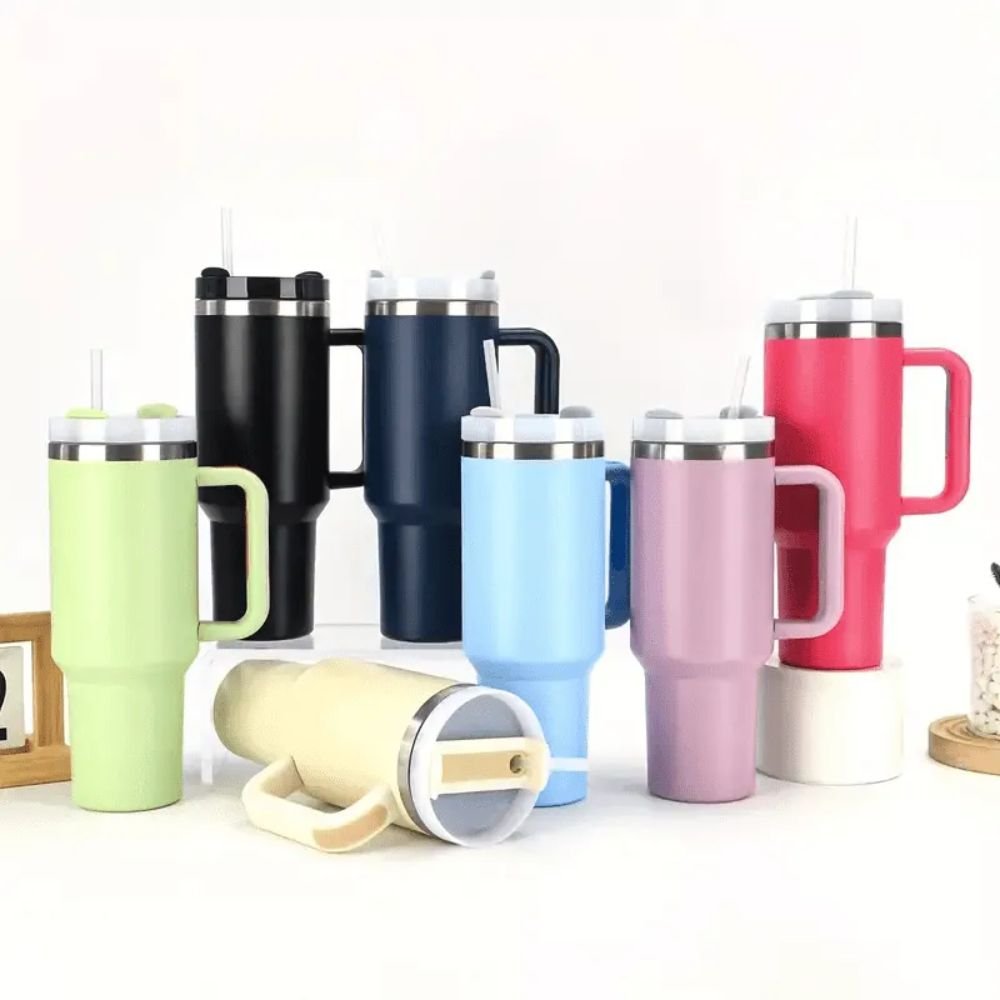 Copo Caneca Térmica 1,2 Litros Inox Parede Dupla com Tampa Canudo e Alça