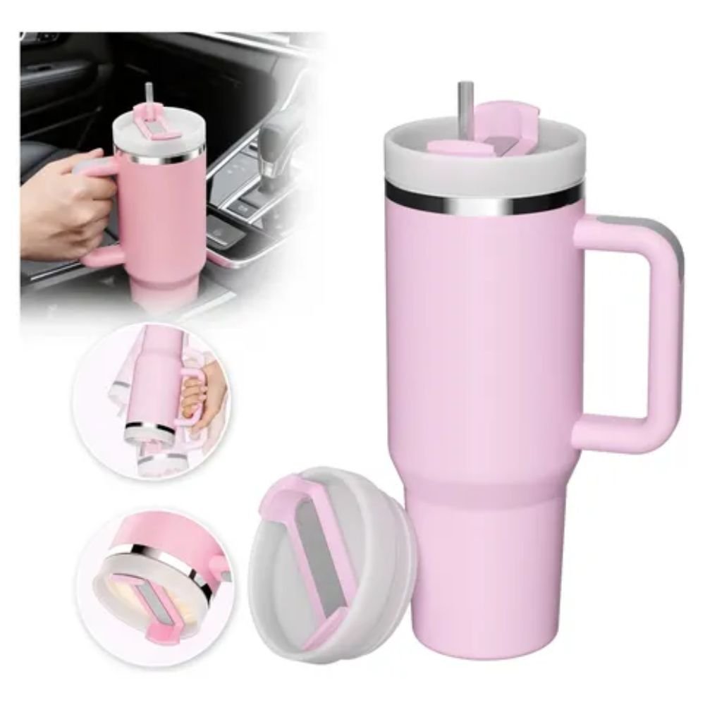 Copo Caneca Térmica 1,2 Litros Inox Parede Dupla com Tampa Canudo e Alça