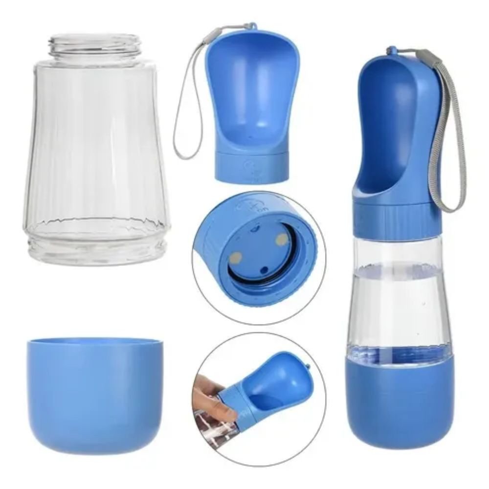 Garrafa Bebedouro Pet Portátil 2 em 1 Água e Ração para Cães 490ml Passeio