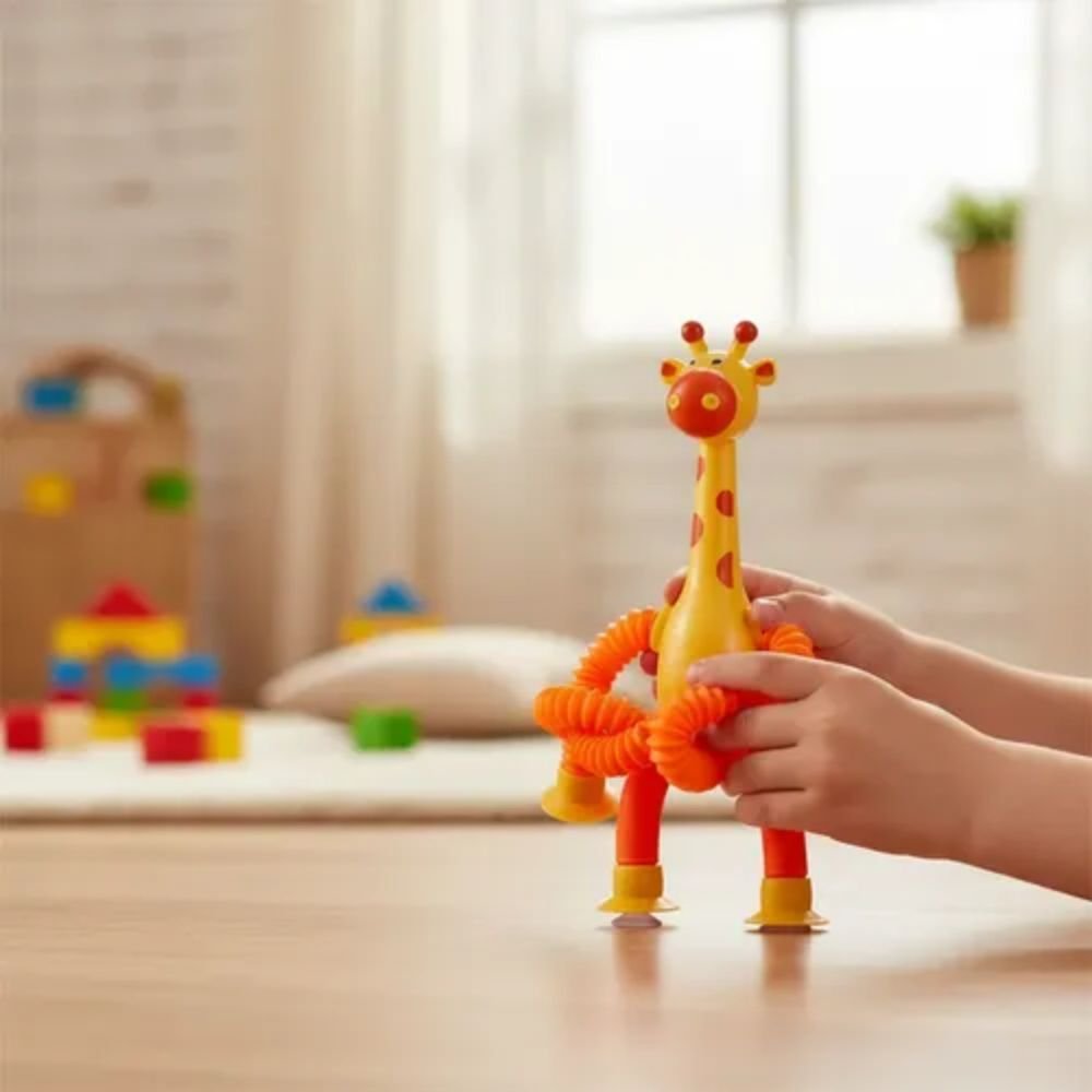 Girafa Mágica Pop Tube Flexível Led Brinquedo Infantil Sensorial com Ventosas