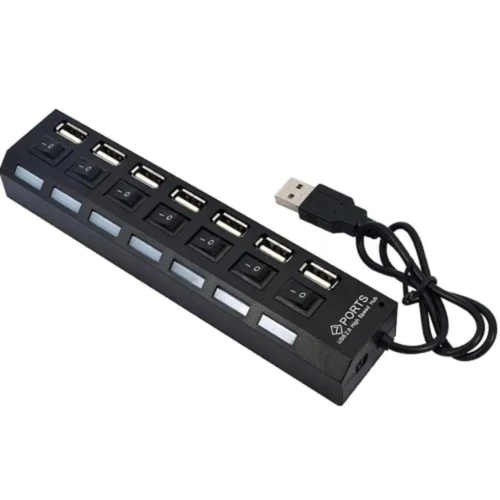 Hub Usb 2 0 Pc e Notebook com 7 Portas Switch On Off e Led Indicador