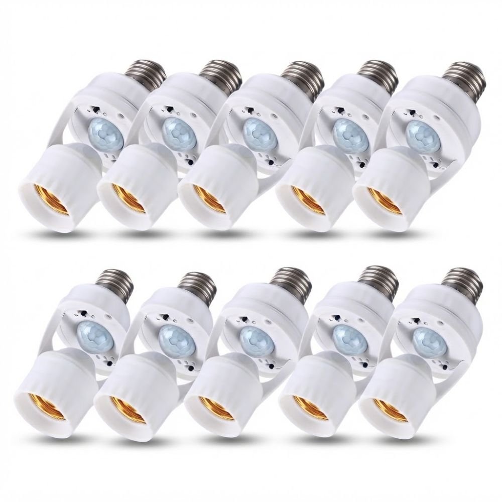 Kit 10 Soquete Sensor de Movimento E27 Acendimento Automático Fotocélula Bivolt