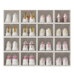 Kit 12 Caixas Organizadoras Tênis Sapatos Empilháveis Multiuso Abertura Frontal