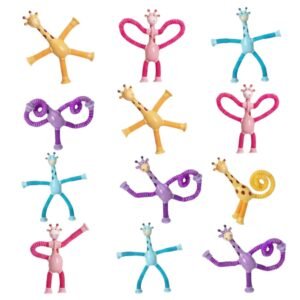Kit 12 Girafa Mágica Pop Tube Flexível Brinquedo Infantil Sensorial Ventosas