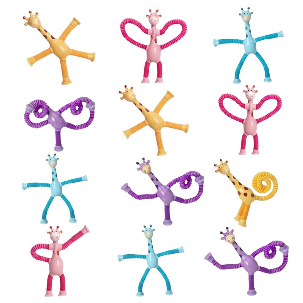 Kit 12 Girafa Mágica Pop Tube Flexível Brinquedo Infantil Sensorial Ventosas
