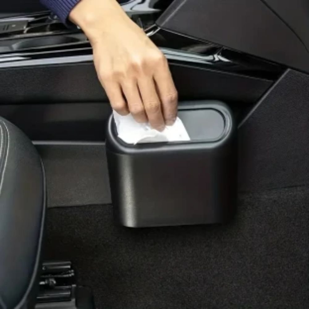 Kit 2 Lixeiras Automotivas para Carro com Tampa e Gancho de Encaixe Compactas