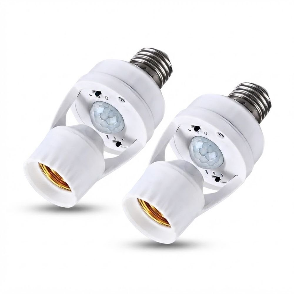 Kit 2 Soquete Sensor de Movimento E27 Acendimento Automático Fotocélula Bivolt