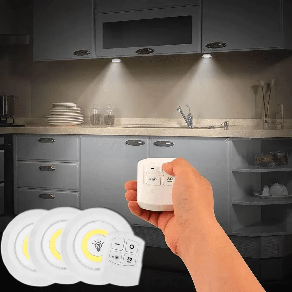 Kit 3 Lâmpadas Luminária Led Spot sem Fio Controle Remoto