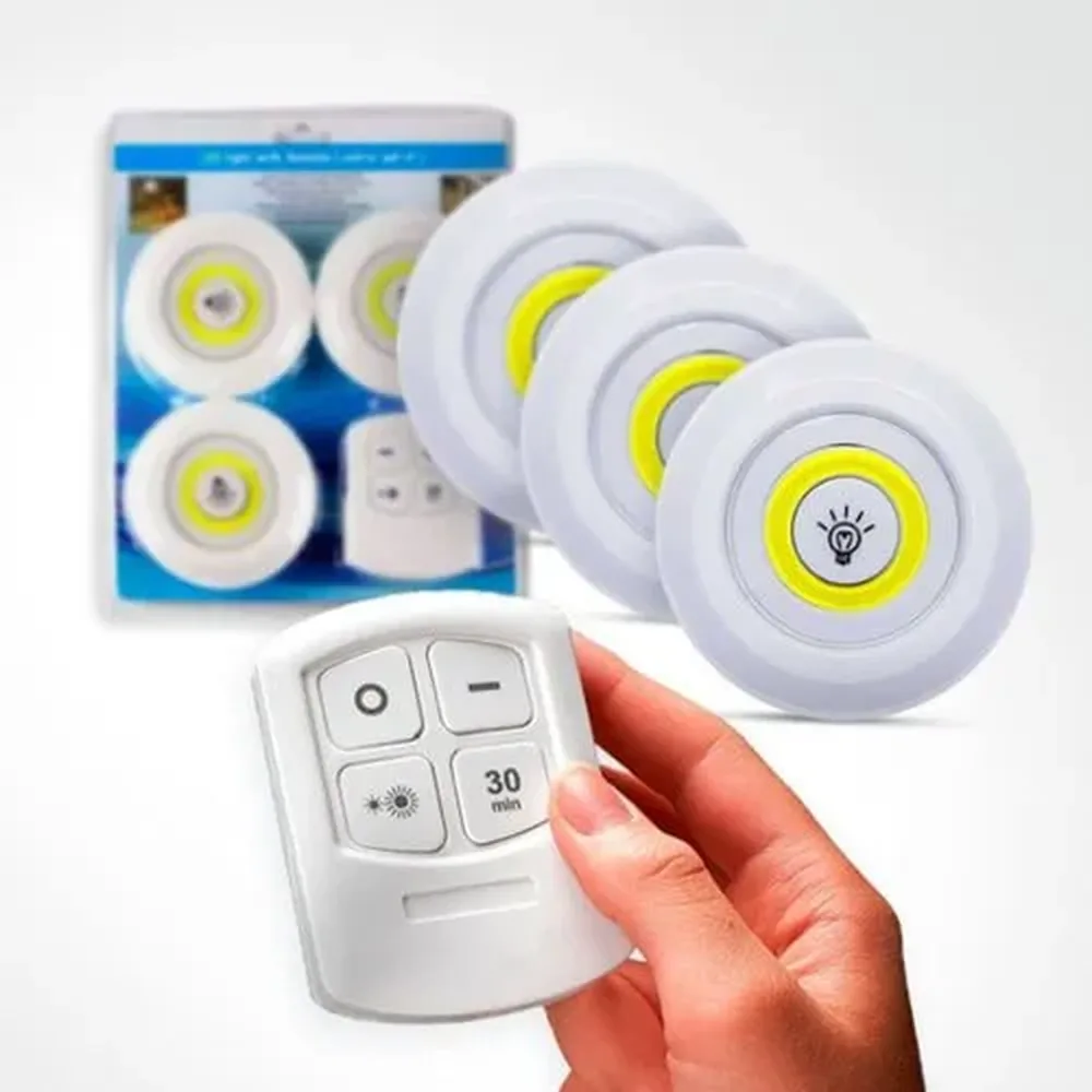 Kit 3 Lâmpadas Luminária Led Spot sem Fio Controle Remoto
