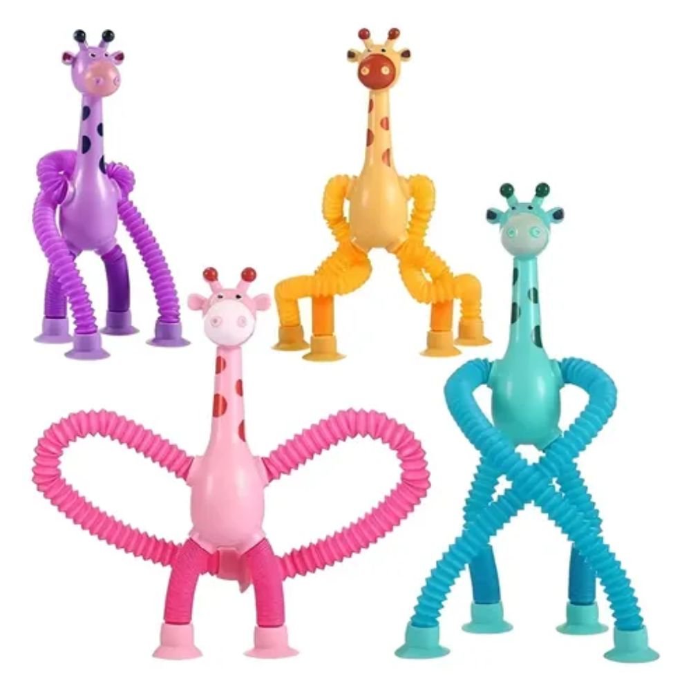 Kit 4 Girafa Mágica Pop Tube Flexível Brinquedo Infantil Sensorial Ventosas