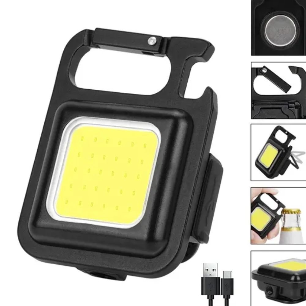 Kit 4 Lanternas Led Multifuncionais de Bolso Usb Recarregáveis com Mosquetão