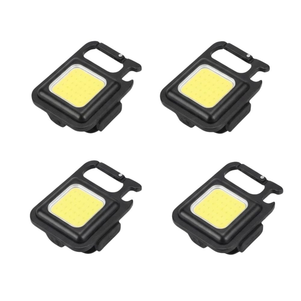 Kit 4 Lanternas Led Multifuncionais de Bolso Usb Recarregáveis com Mosquetão
