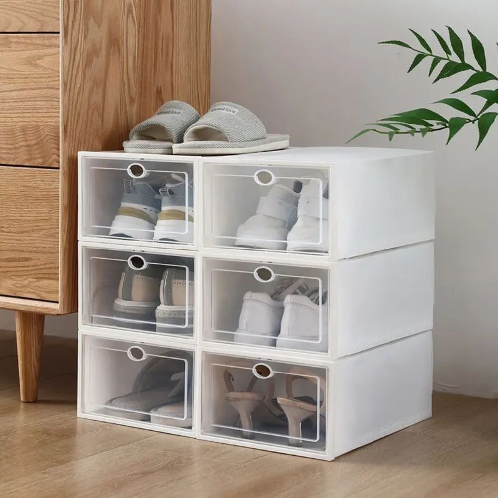 Kit 8 Caixas Organizadoras Tênis Sapatos Empilháveis Multiuso Abertura Frontal