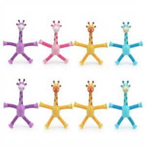 Kit 8 Girafa Mágica Pop Tube Flexível Brinquedo Infantil Sensorial Ventosas
