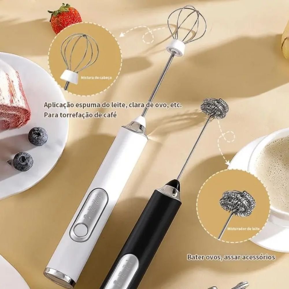 Kit com 2 Mixers Misturadores de Bebidas Elétricos Portáteis Usb Recarregáveis