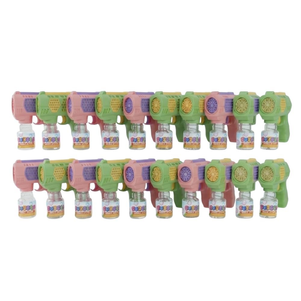 Kit com 20 Pistolas de Bolhas de Sabão Bubble Gun Automática 10 Saídas Infantil