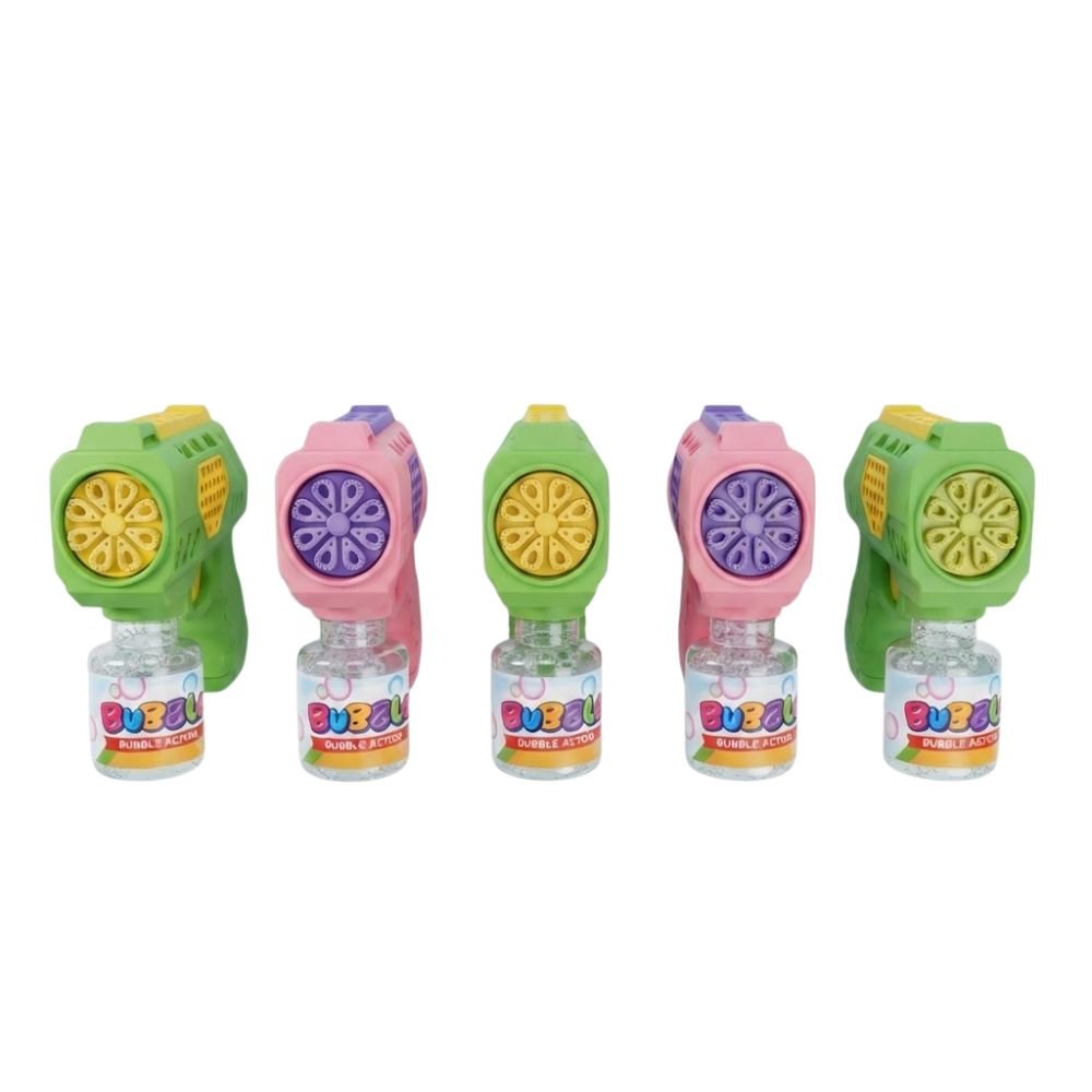 Kit com 5 Pistolas de Bolhas de Sabão Bubble Gun Automática 10 Saídas Infantil